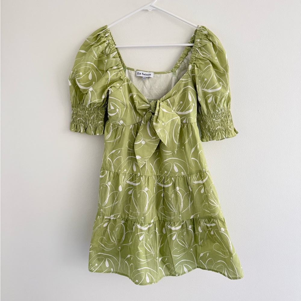 En Saison Idrissy Green Mini Dress Small - Picture 2 of 7